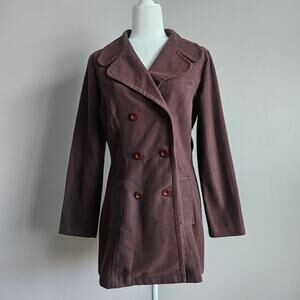 Vintage Rampage Peacoat Womens M Brown Wool Double Breasted Preppy Quiet Luxury